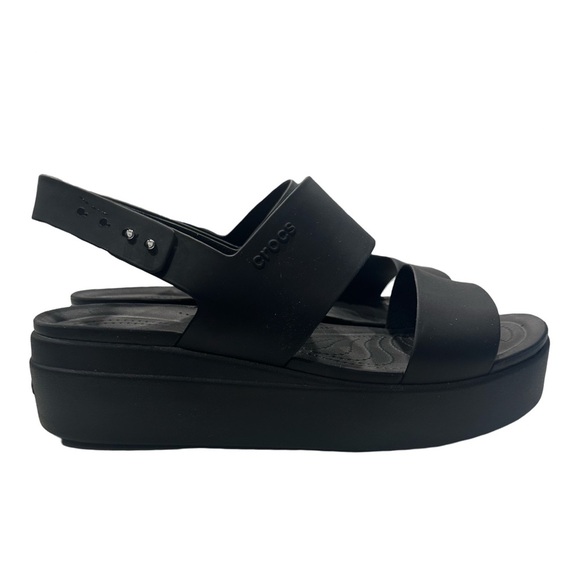 Crocs Brooklyn Low Wedge Sandals Black Women's Sandals size 11W - Picture 2 of 7